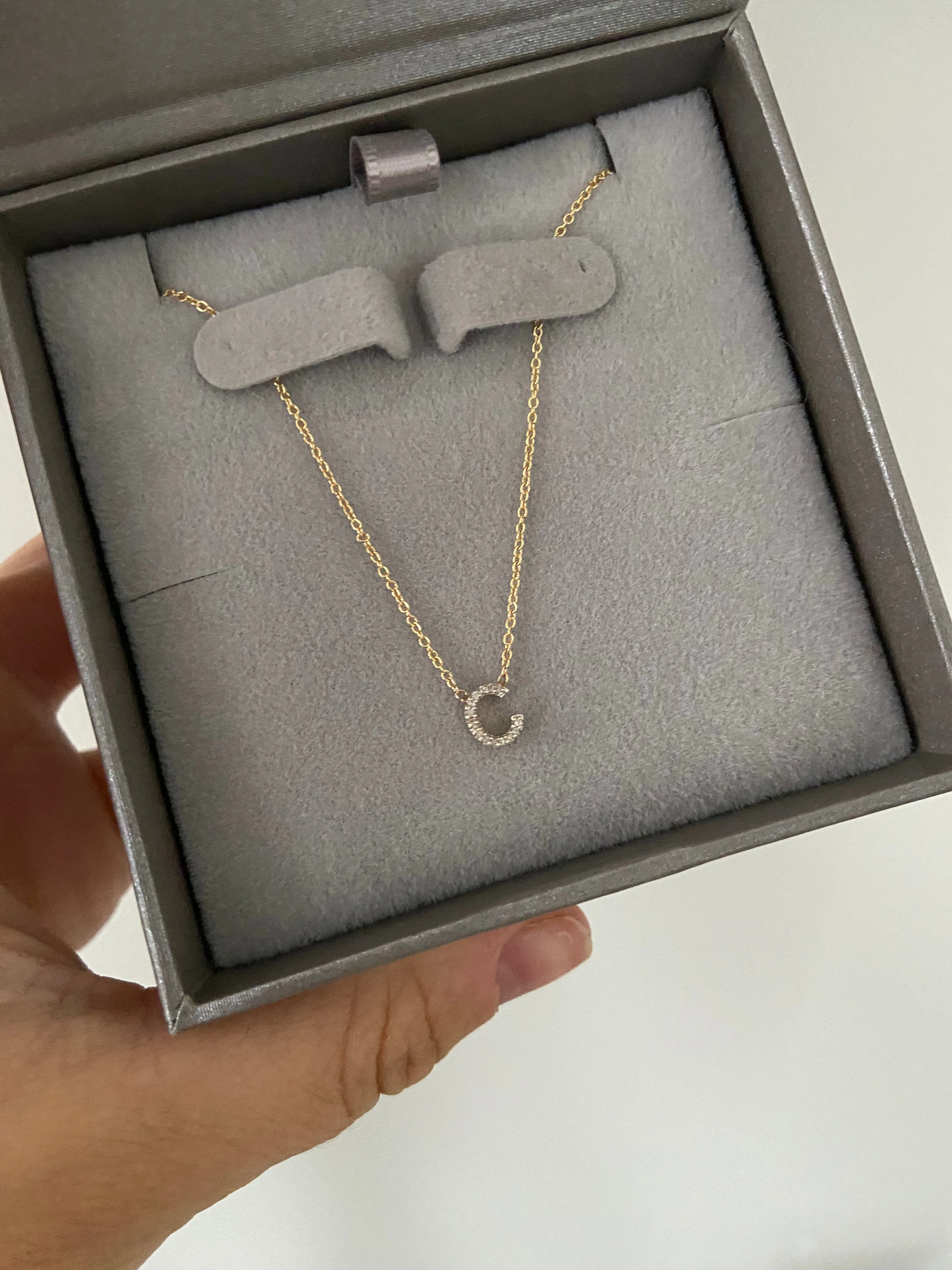10K Gold Diamond Initial Necklace