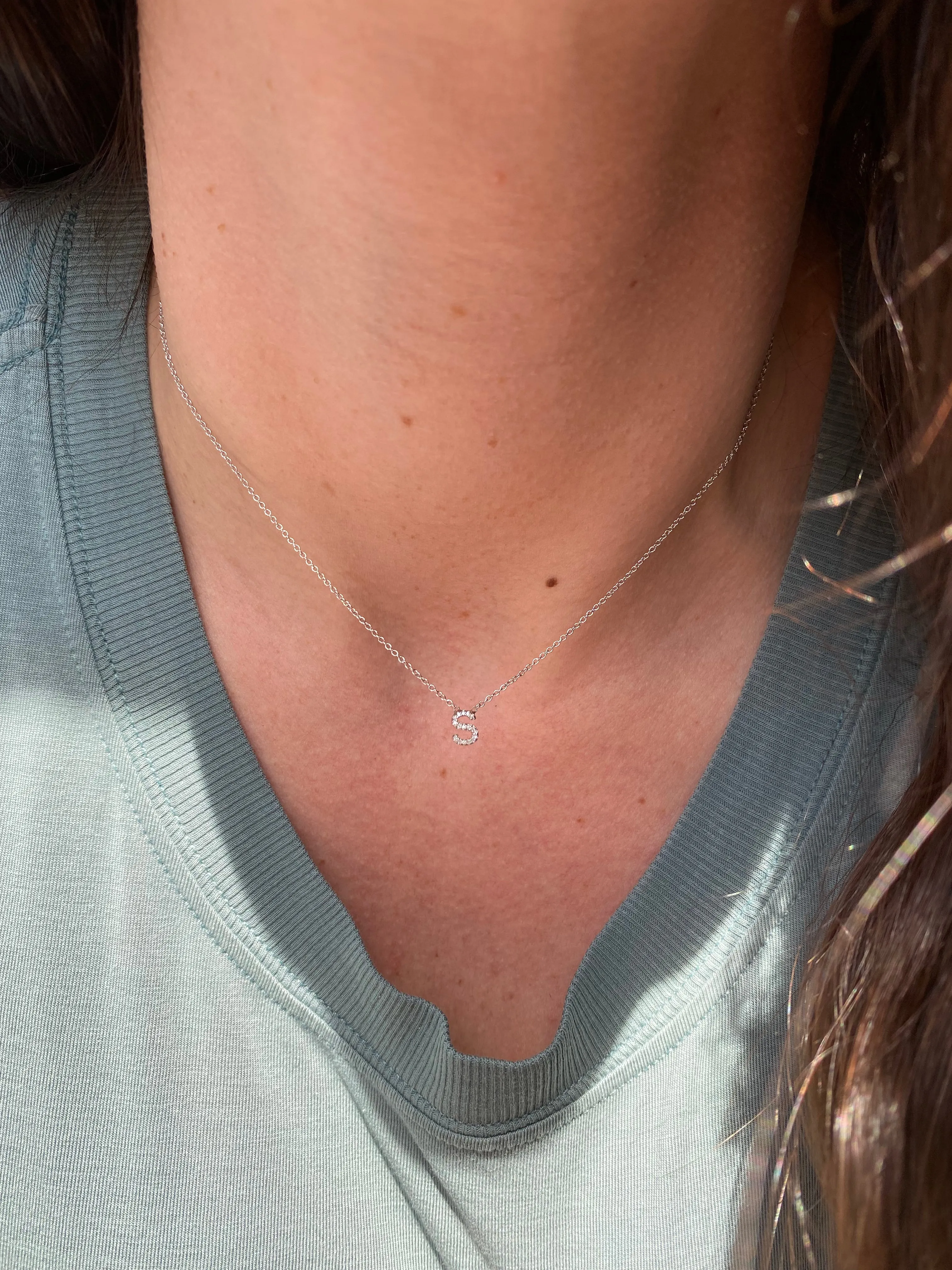 10K Gold Diamond Initial Necklace