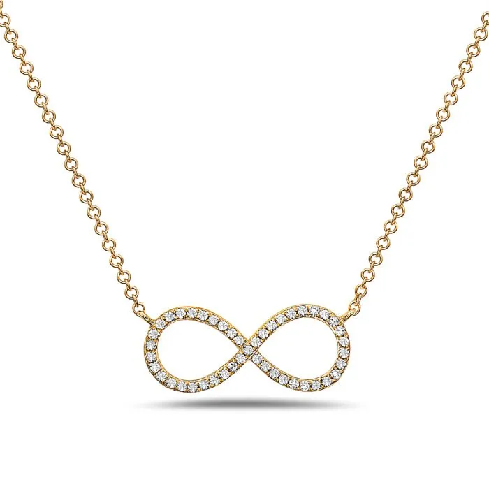 14K Yellow Gold Infinity Symbol Diamond Necklace