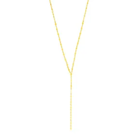 14K Yellow Gold Polished Diamond Motif Lariat Necklace