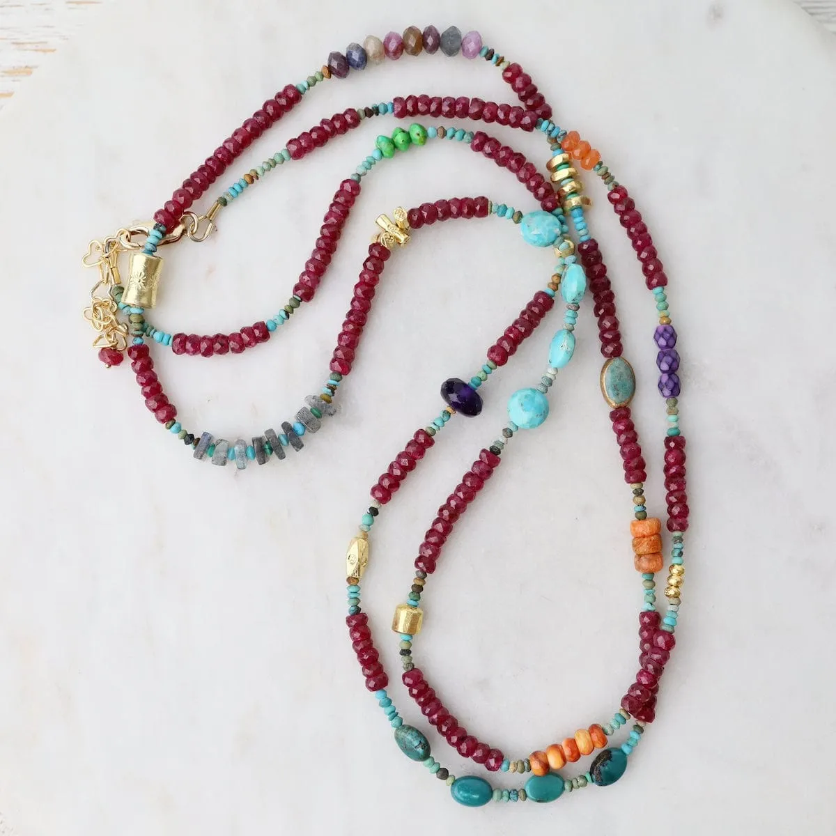 35 inch Ruby Circus Train  Necklace