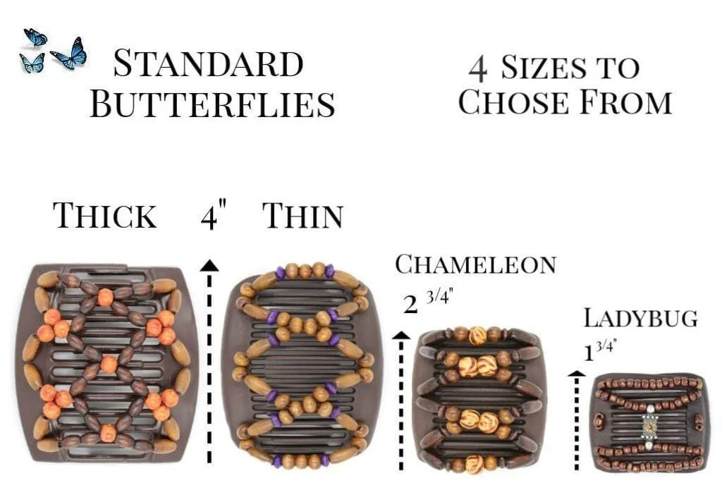 African Butterfly Hair Comb - Flowers Brown 61