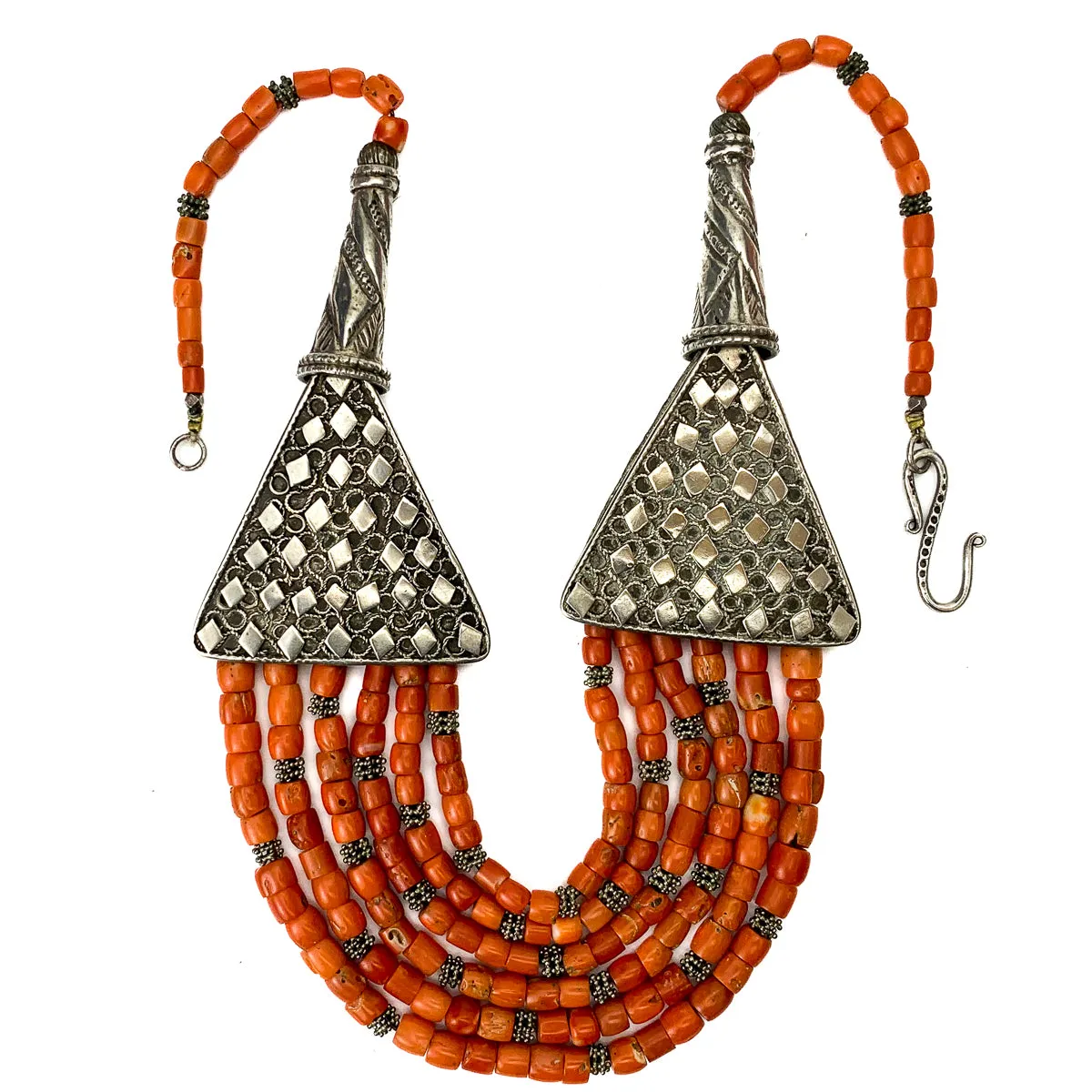 Antique Coral and Silver Necklace