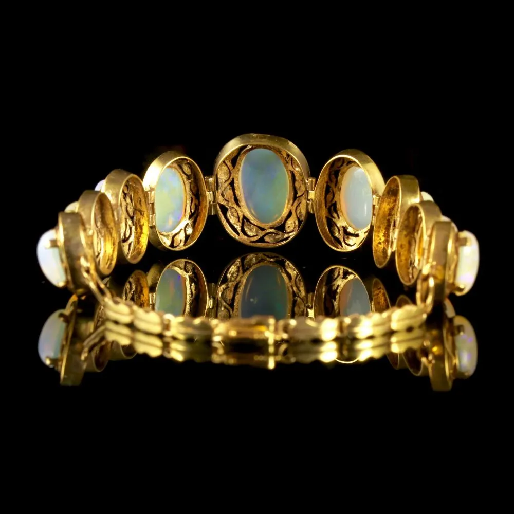 Antique Victorian Opal Bracelet 18Ct Silver Circa 1900