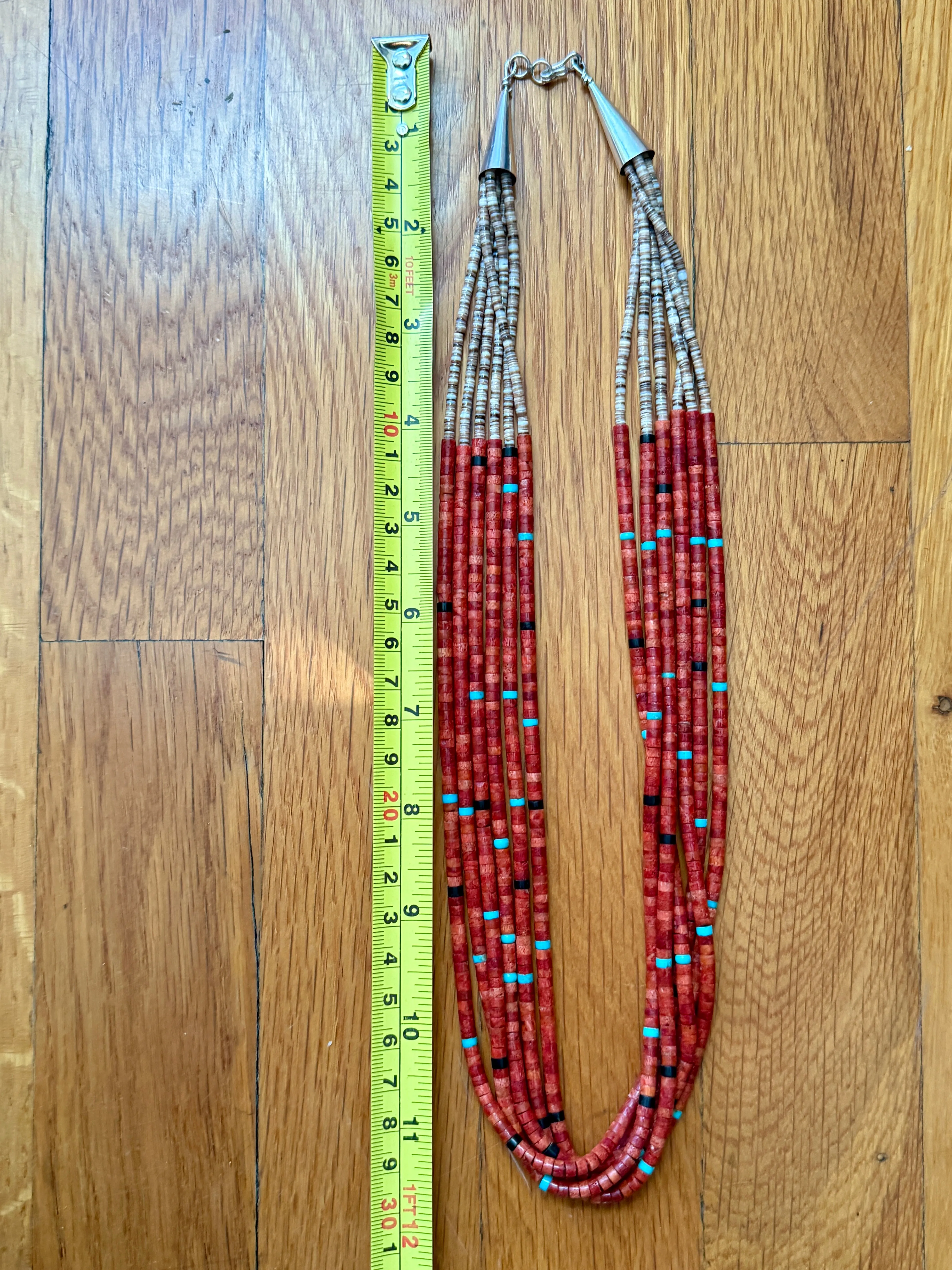 Apple Coral Heishi Santo Domingo Necklace