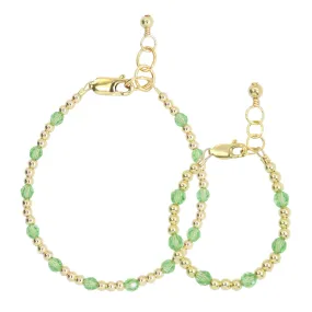 August Birthstone Dotted Mom   Mini Bracelet Set (4MM Beads)