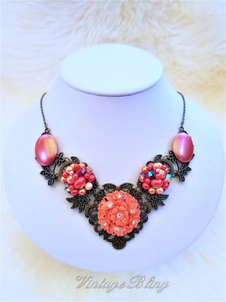 Burnt Coral Statement Necklace