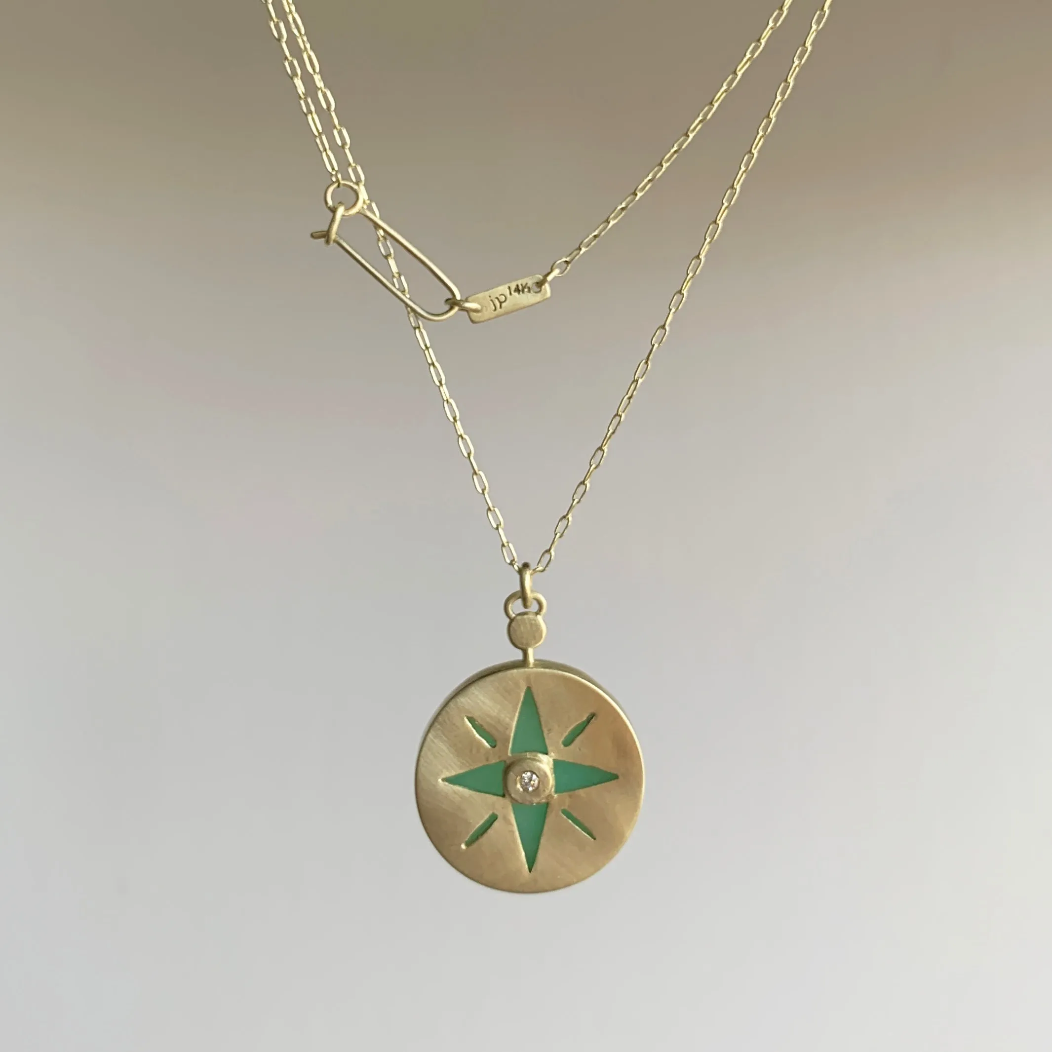 Chrysoprase & Diamond Wanderer Necklace