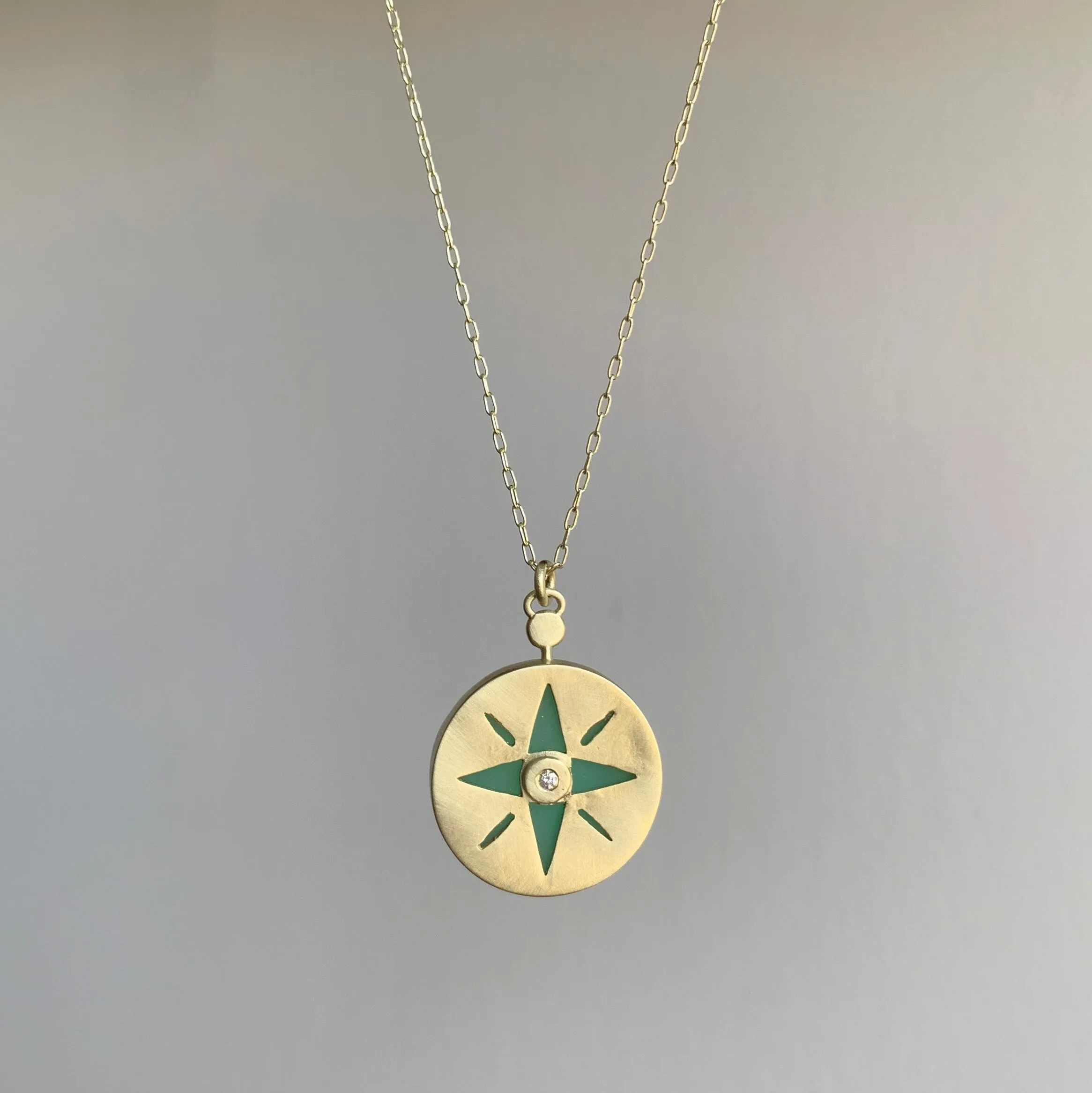 Chrysoprase & Diamond Wanderer Necklace