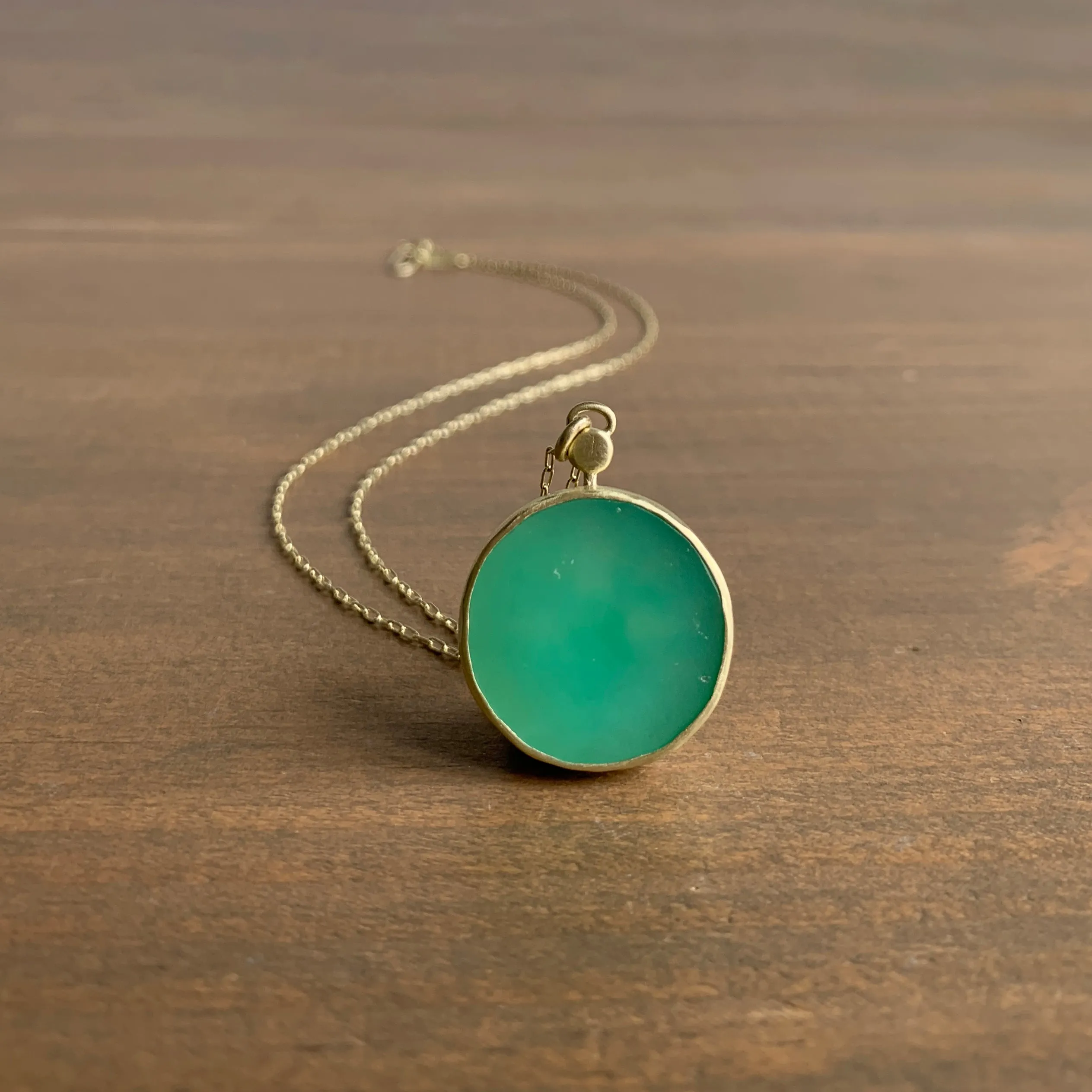 Chrysoprase & Diamond Wanderer Necklace