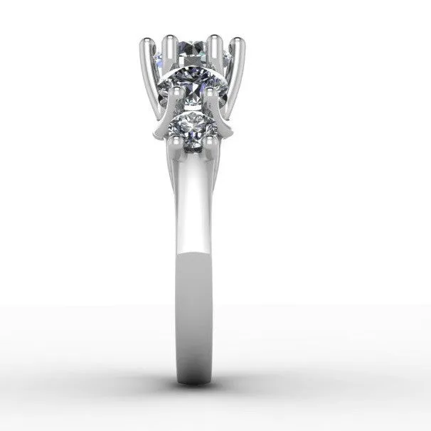 Cubic Zirconia Engagement Ring- 4.5 Carat TCW 5-Stone Round Cut Woven Prongs