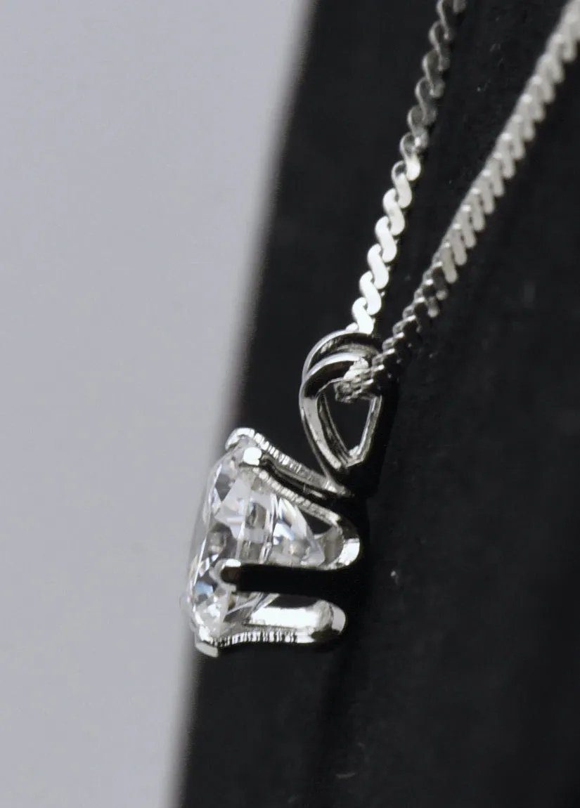 Cubic Zirconia Pendant on Chain Necklace - 17.75"