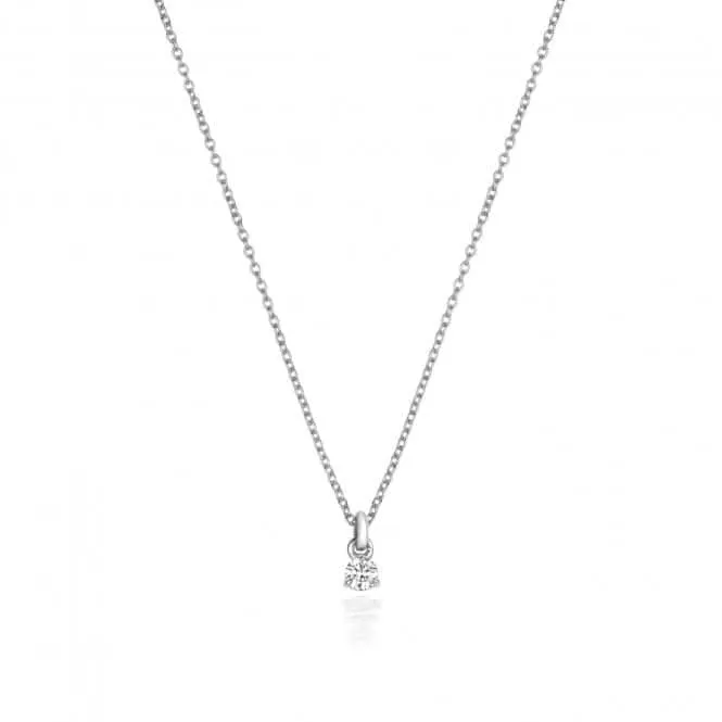 Diamond Jewellery 18CT White Gold Diamond 3 Claw Necklace NDQ145W