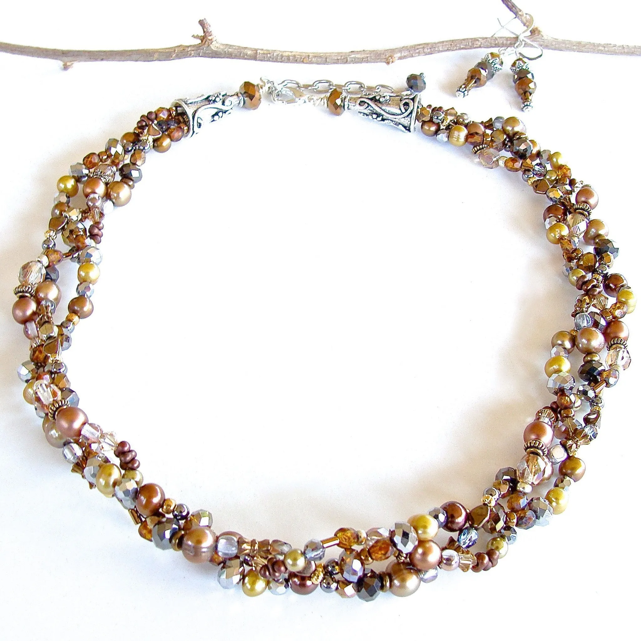 Fawn Matrix: 18" Braided Beaded Necklace
