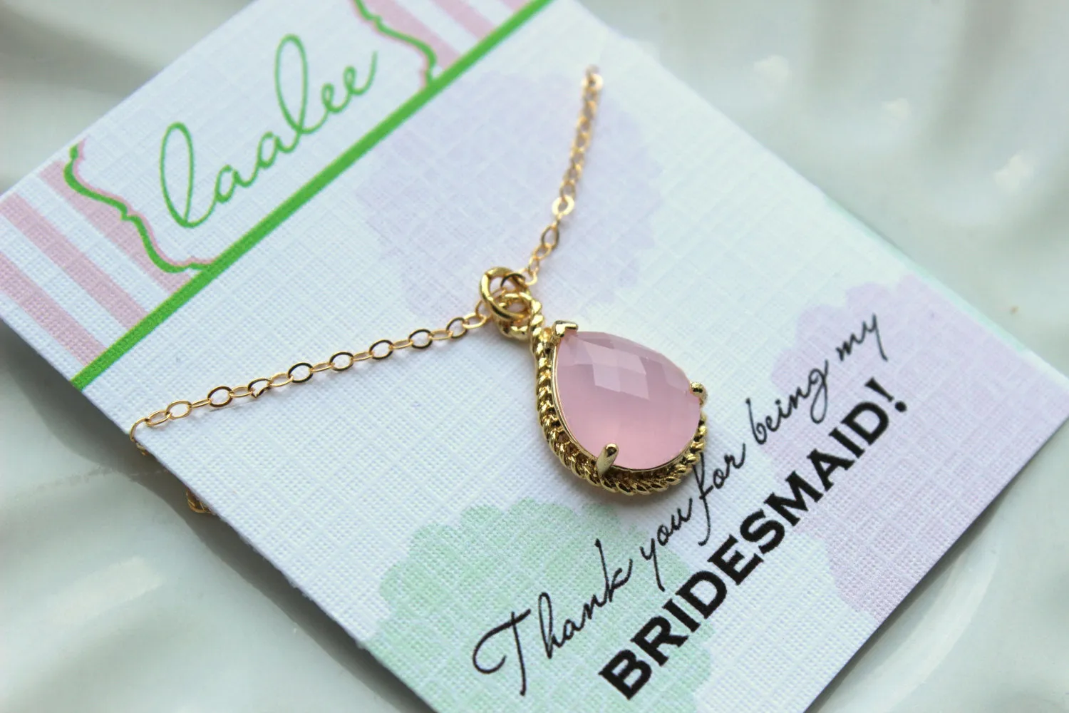 Gold Pink Opal Necklace - Blush Wedding Necklace Jewelry Bridesmaid Gift Jewelry - Blush Pink Bridal Jewelry Pink Bridesmaid Gift Under 30