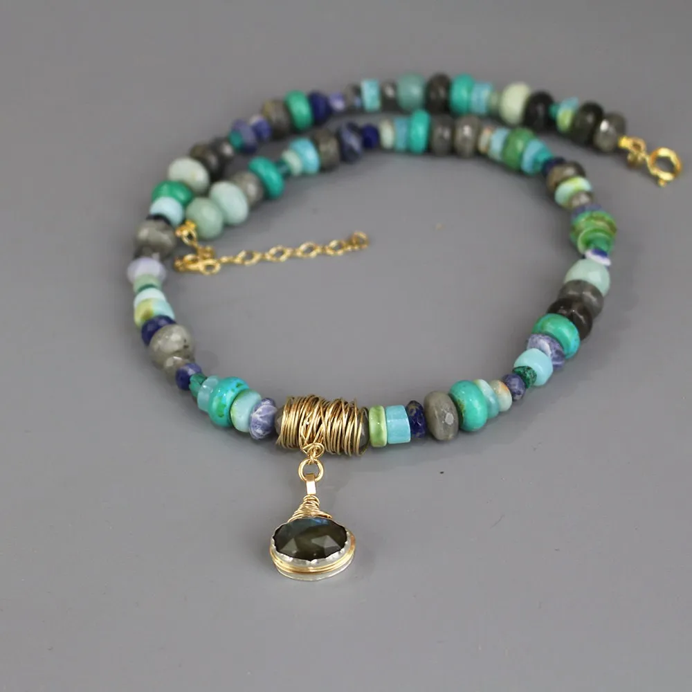 Labradorite Blue Gemstones Eye Necklace
