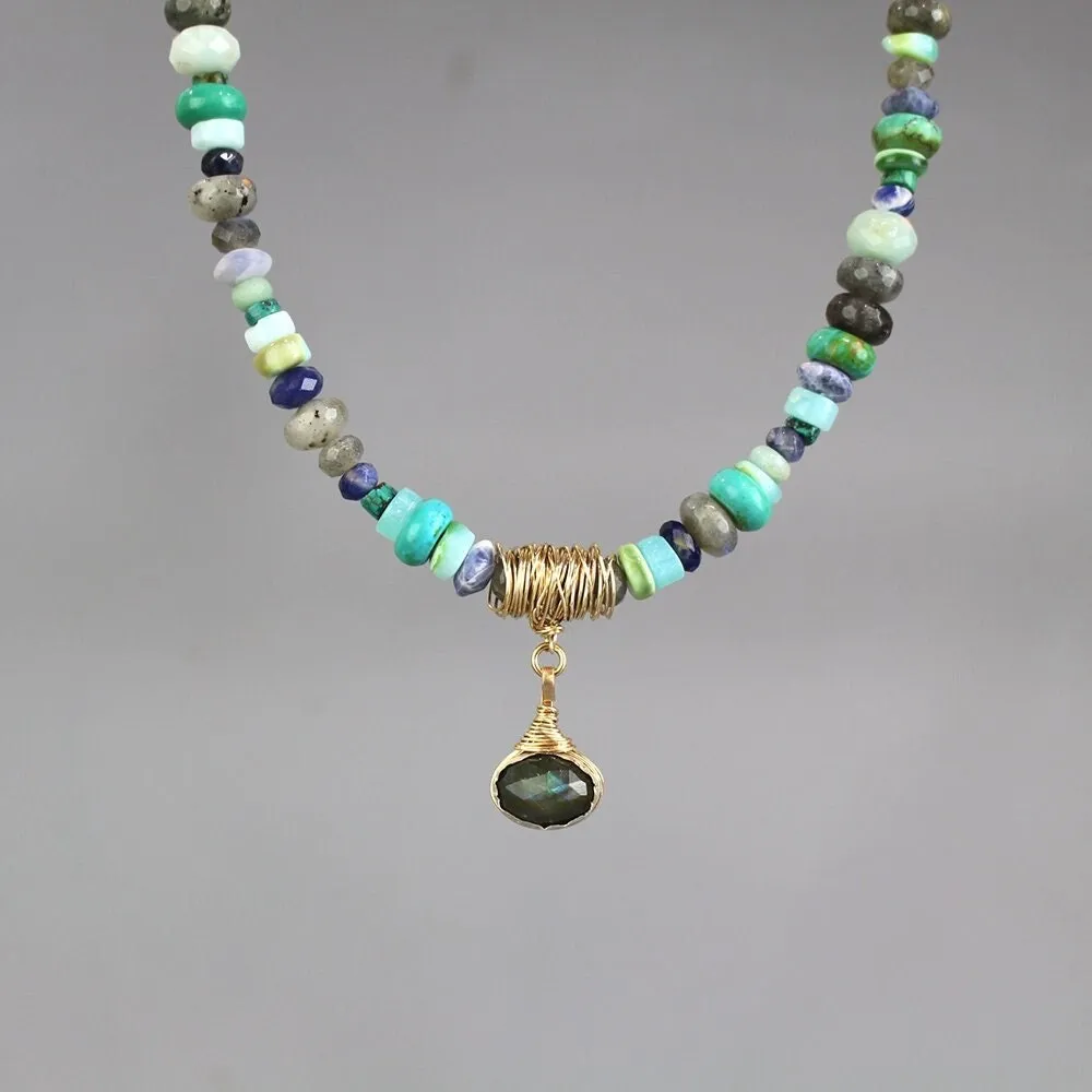 Labradorite Blue Gemstones Eye Necklace