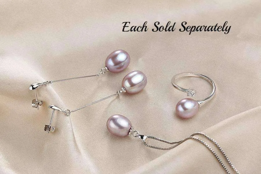 Lavender Freshwater Pearl Sterling Silver Bar Drop Earrings