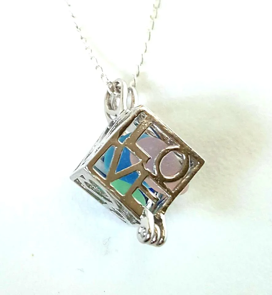 Love Locket Necklace Genuine Sea Glass Jewelry In Sterling Silver