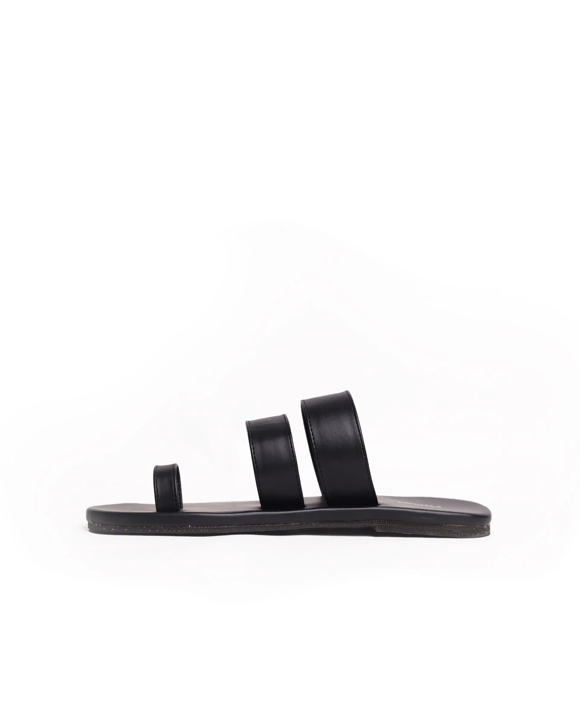 Paaduks Uri Toe-Ring Vegan Leather Slides for Men (Black)