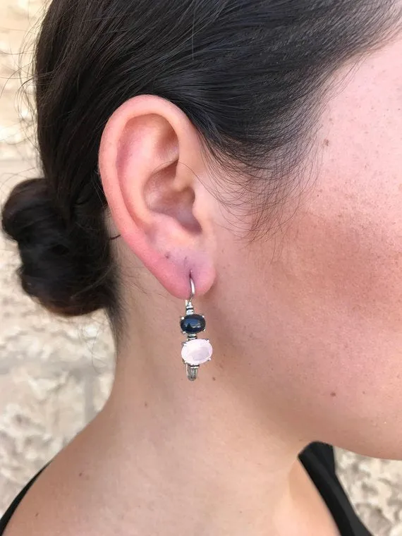 Peridot Earrings - Green Diamond Earrings - Vintage Drop Earrings