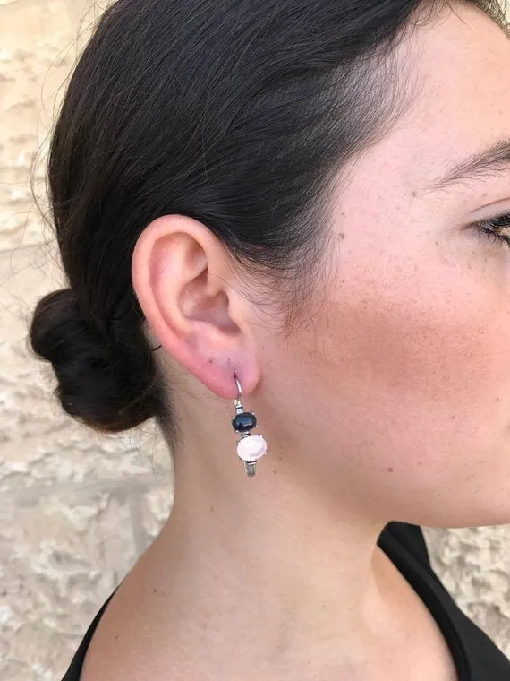 Peridot Earrings - Green Diamond Earrings - Vintage Drop Earrings