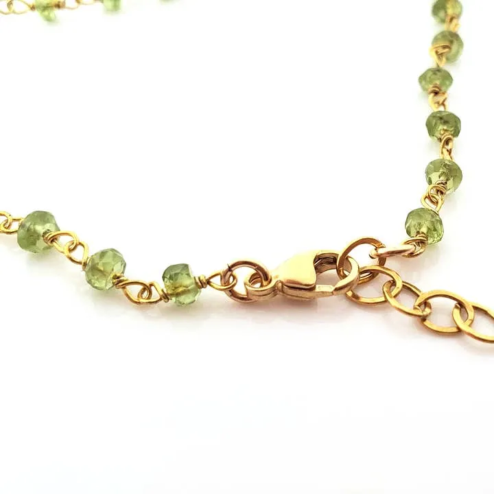 Peridot Gemstone Wire Wrapped 14k Gold Filled Bracelet