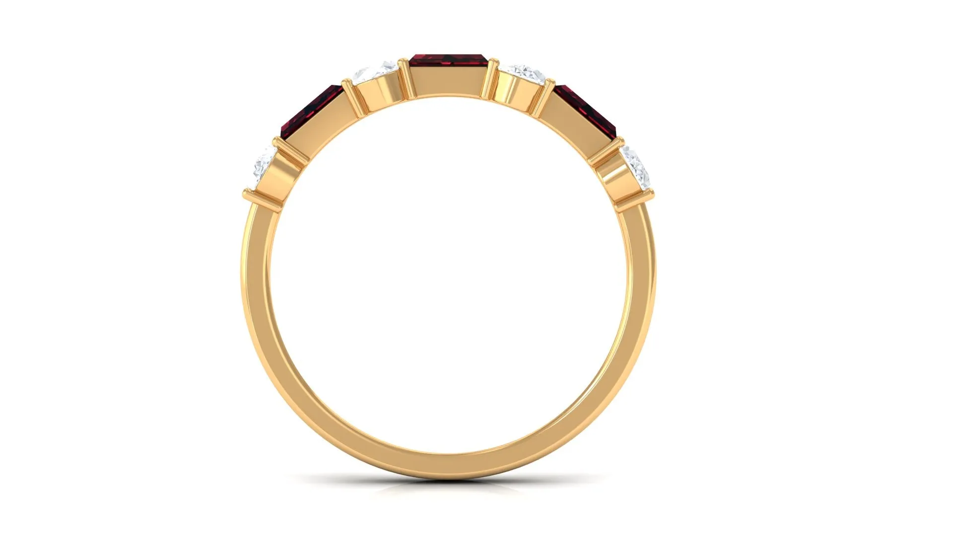 Pure Garnet and Diamond Half Eternity Ring