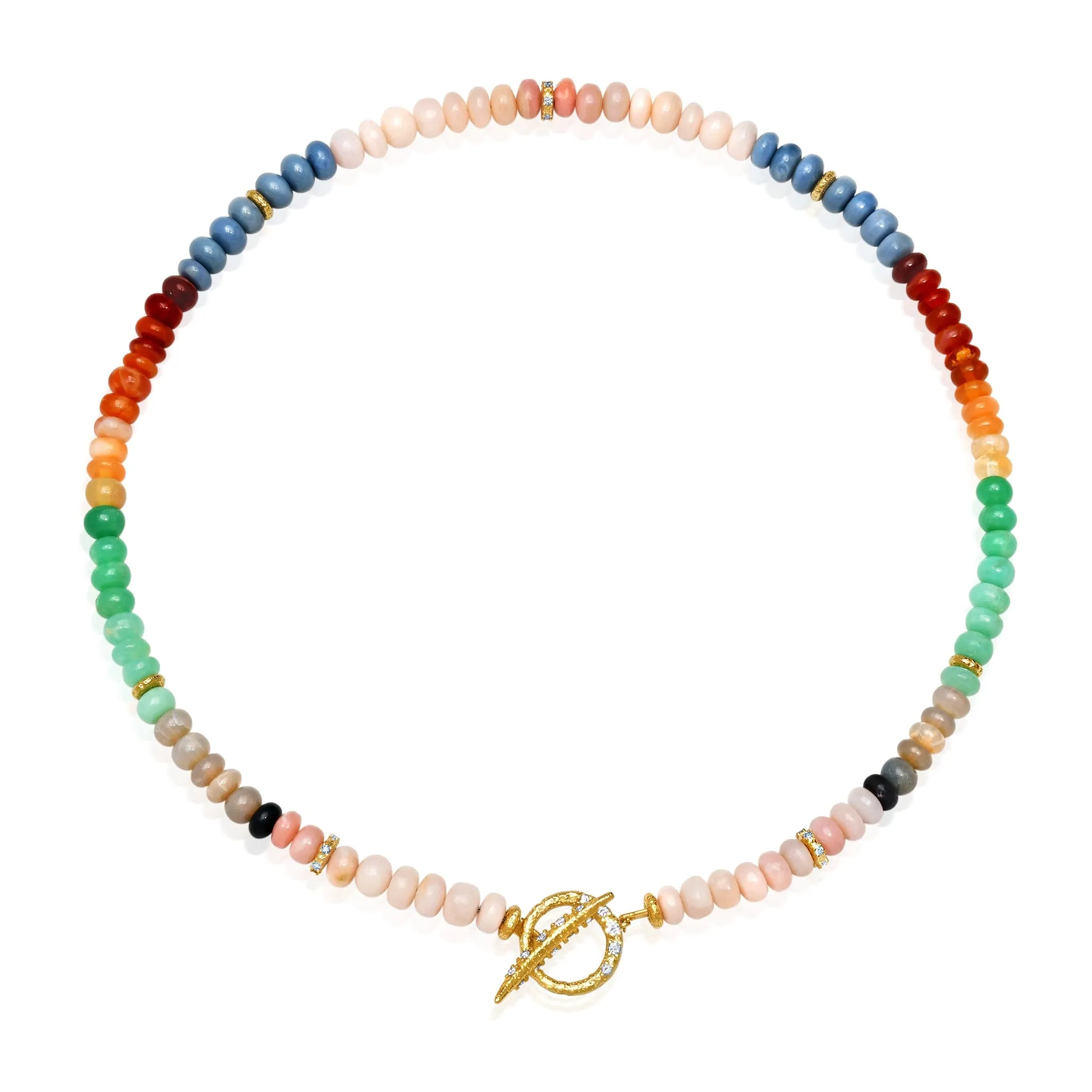 Rainbow Opal   Diamond Necklace