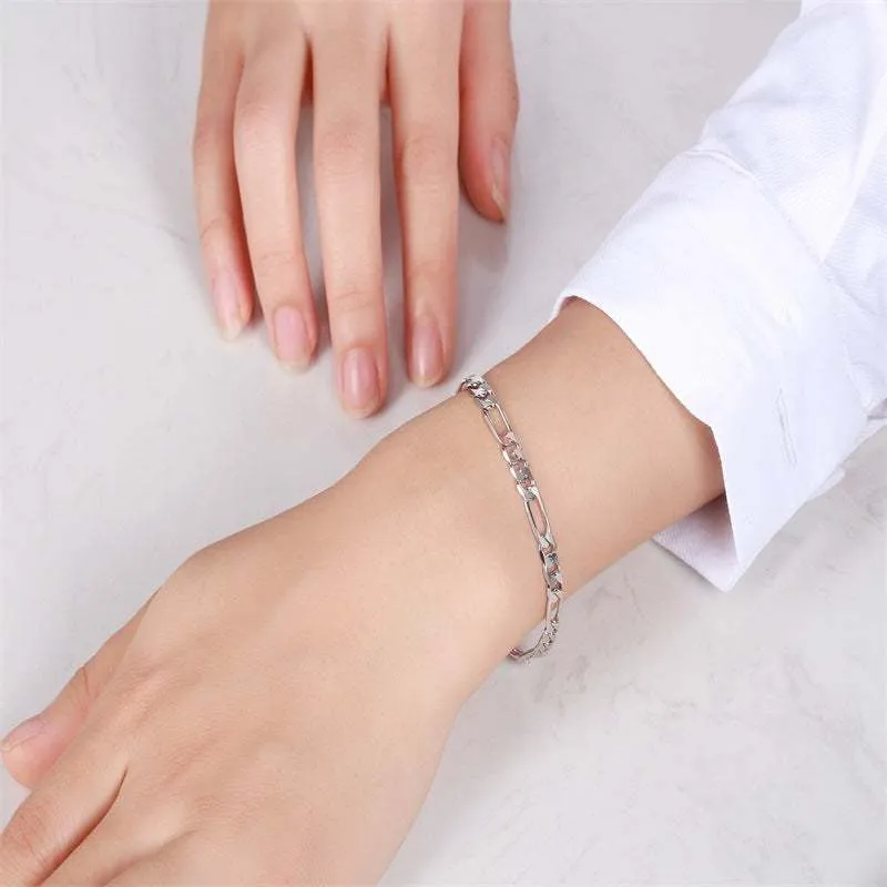 S925 Sterling Silver Bracelet 5mm33mm Figaro Chain Choker