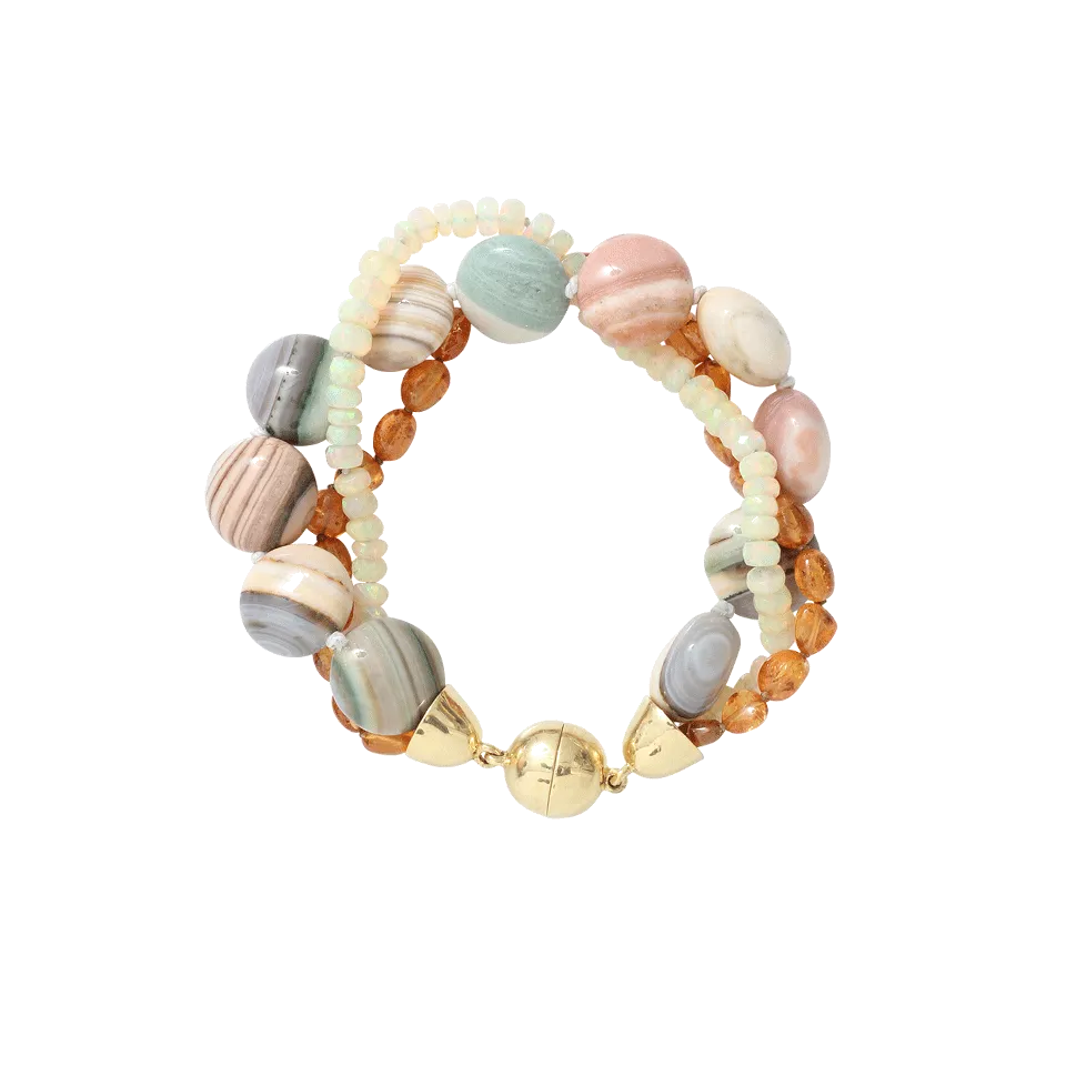 Saturn Chalcedony And Opal Bracelet