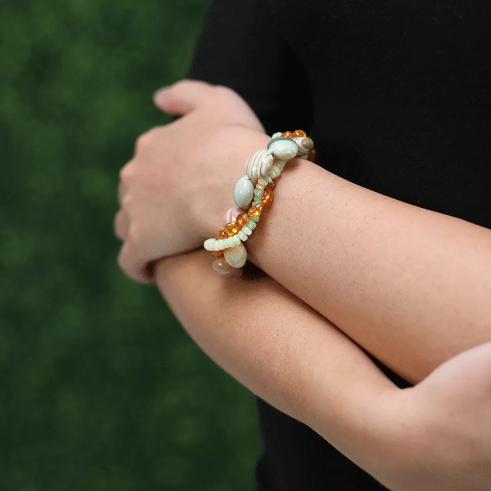 Saturn Chalcedony And Opal Bracelet