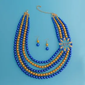 Sigma Gamma Rho Necklace Blue Gold Pearl Set for Women