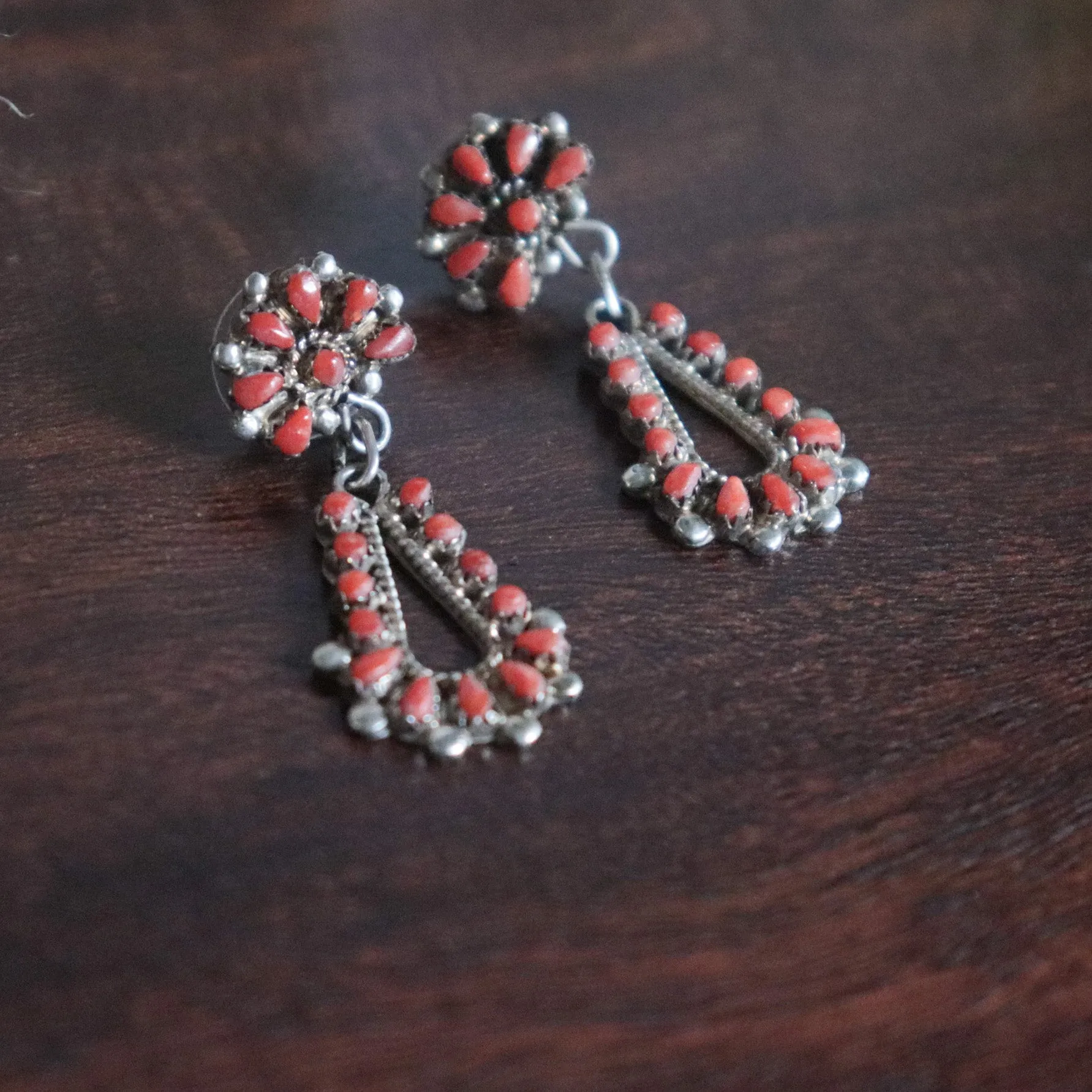 Vintage Zuni Coral Earrings