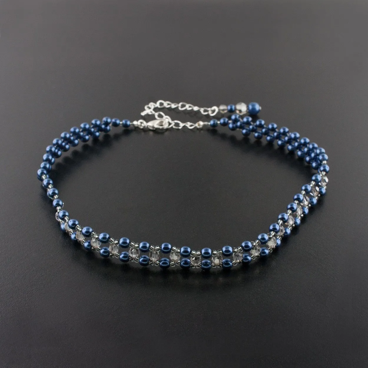 Woven Pearl & Crystal Choker Necklace