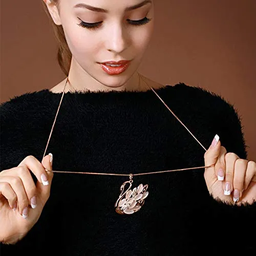 Yellow Chimes Golden Swan Opal Crystal Stylish Long Chain Pendant Necklace for Girls and Women