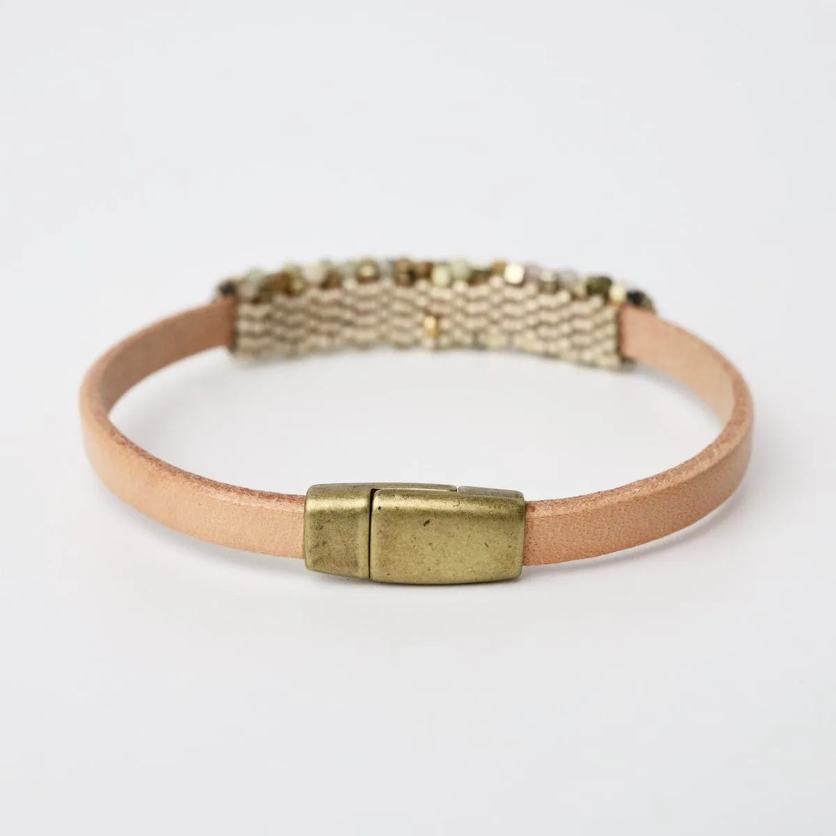 Yellow Opal and Hematite Leather Bracelet