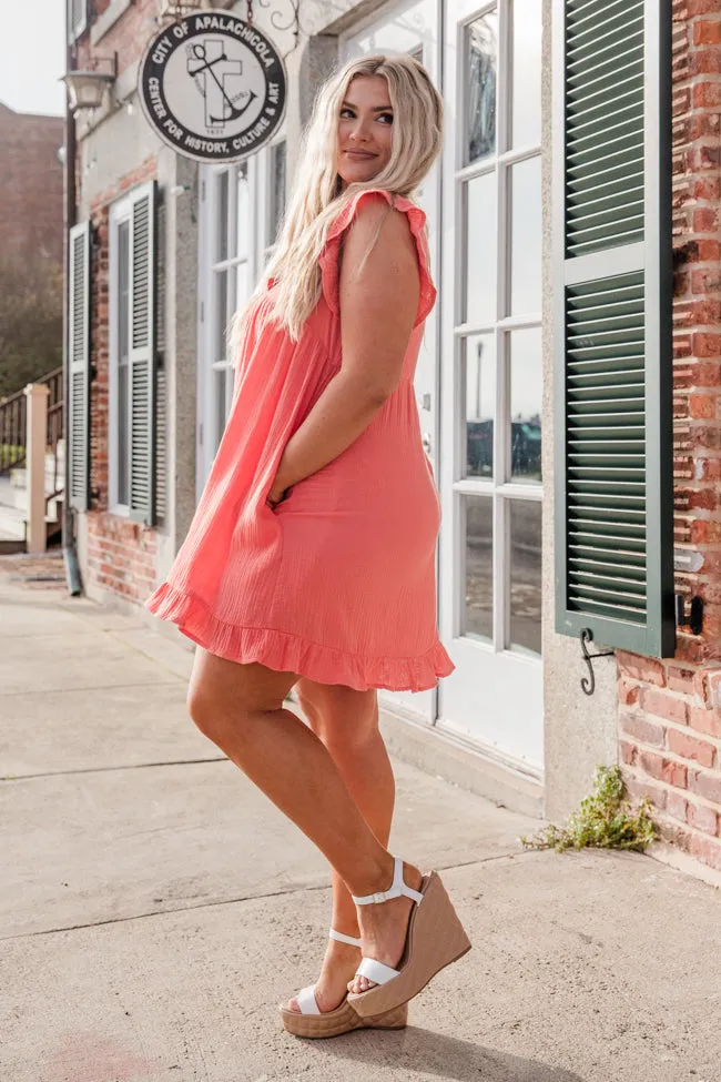 You're Just My Type Gauze Coral Romper